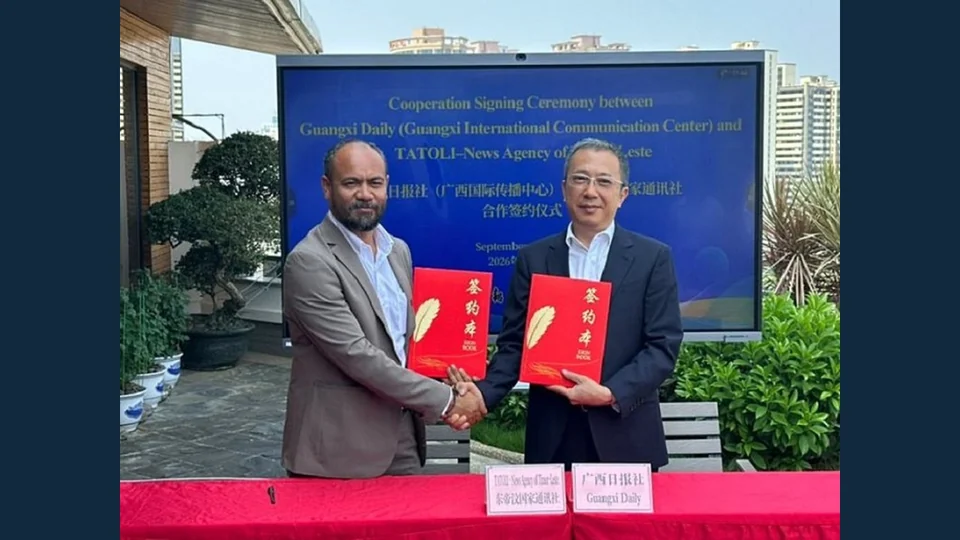 东帝汶TATOLI与广西日报在南宁签署媒体合作协议，图片来源：TATOLI Bahasa Indonesia